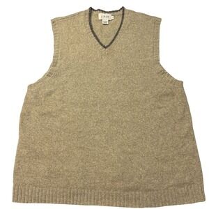 J. Crew Lambswool Linen Sweater Vest‎ Men's XL Beige Heather V-Neck Knit EUC